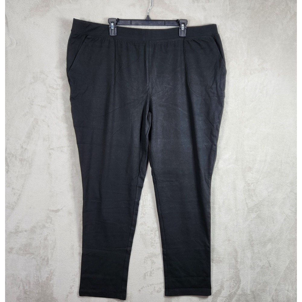 Denim & Co Pants Womens Plus 2X Black‎ Active Duo Stretch Slim Straight A460404